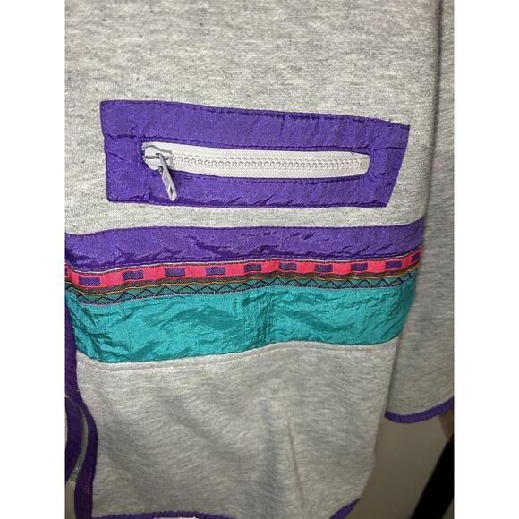 Vintage 80s 90s 1/2 Zip color block Polo sweatshirt Aqua Purple Small - Picture 3 of 10